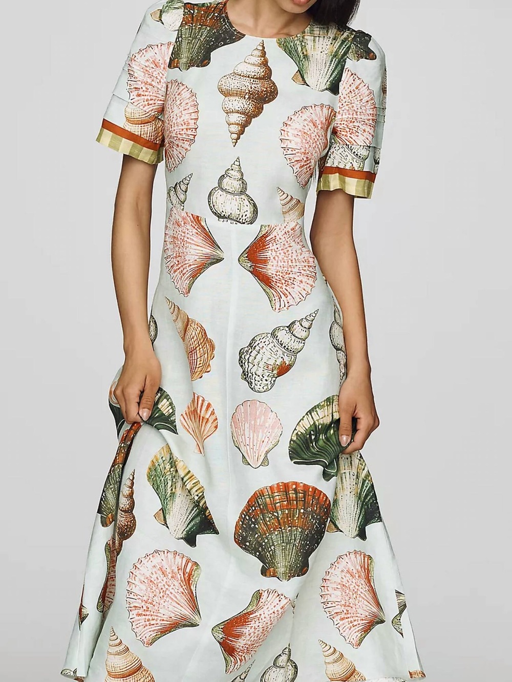 HUNTER BELL Light Blue Seashell-Print Midi Dress